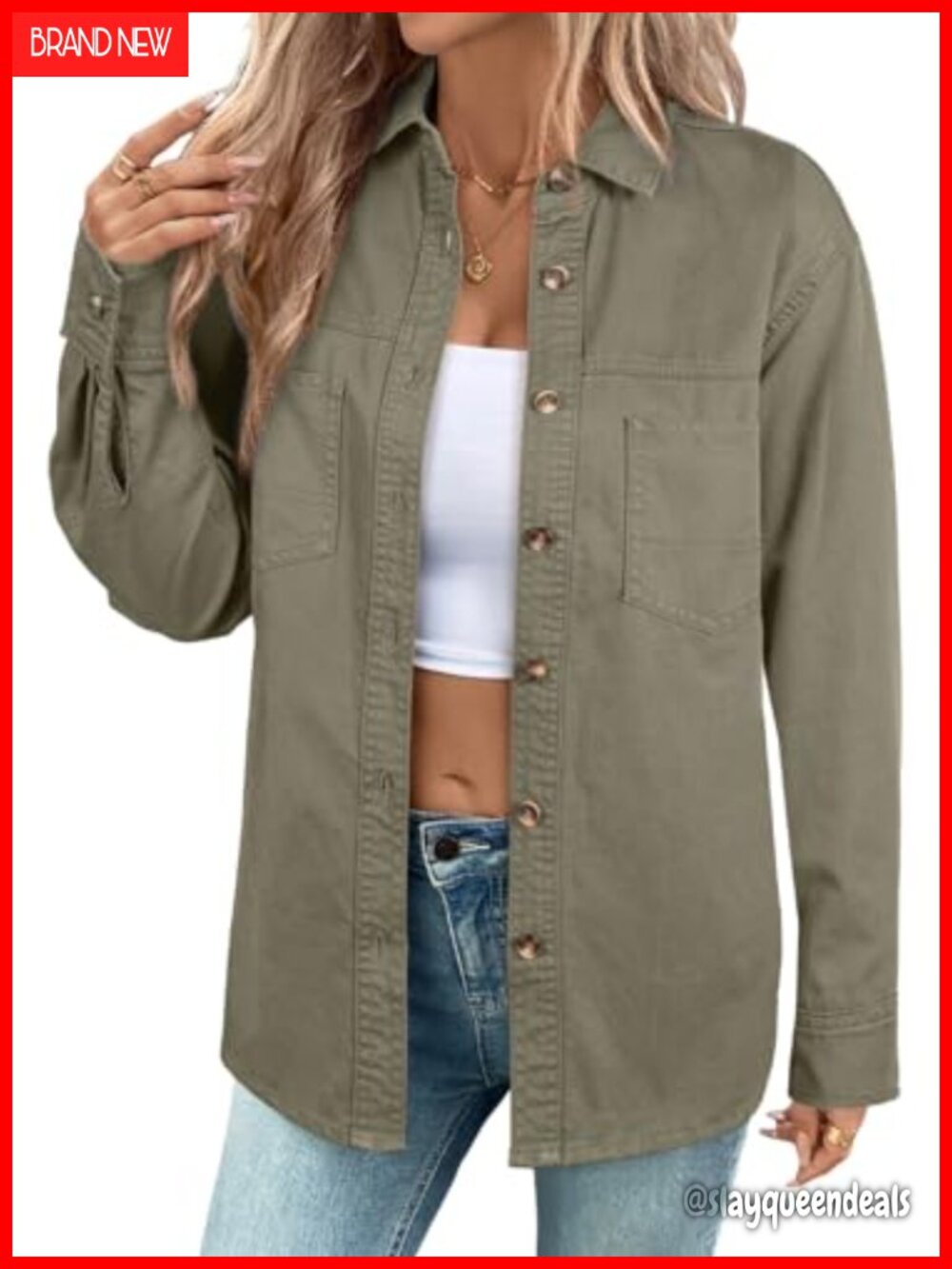 Oversized Denim Button Down Shirt Long Sleeve Blouse Top